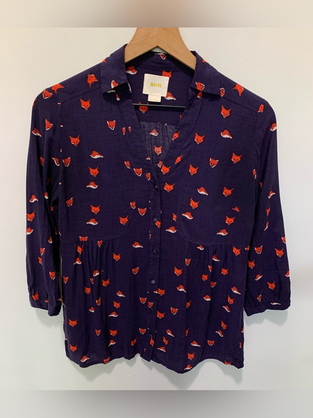 Anthropologie Maeve Woodland Fox Top Purple Size 2
